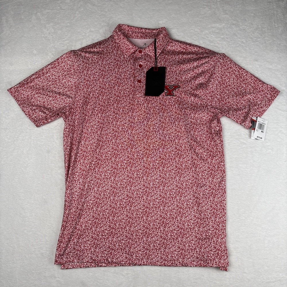Youngstown State Penguins YSU Mens Polo Shirt Size M Antigua Red Floral